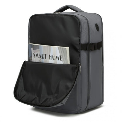 Kono BPK2504 Backpack in Grey with Red Trim - Water-Resistant Cabin Backpack for 15.6” Laptops