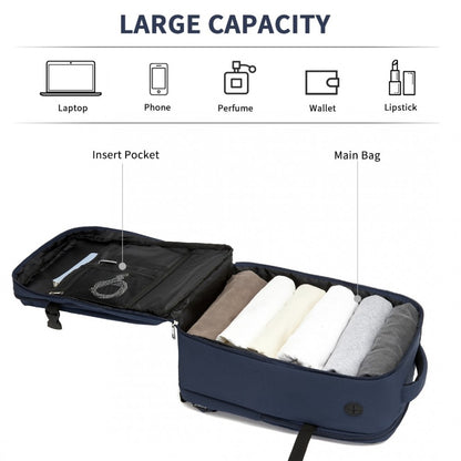 Kono BPK2504 Backpack in Navy with Red Trim - Water-Resistant Cabin Backpack for 15.6” Laptops