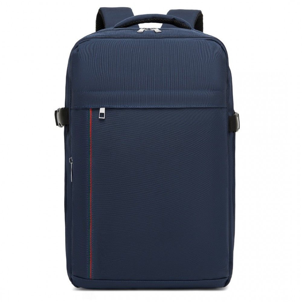 Kono BPK2504 Backpack in Navy with Red Trim - Water-Resistant Cabin Backpack for 15.6” Laptops