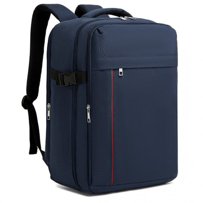 Kono BPK2504 Backpack in Navy with Red Trim - Water-Resistant Cabin Backpack for 15.6” Laptops