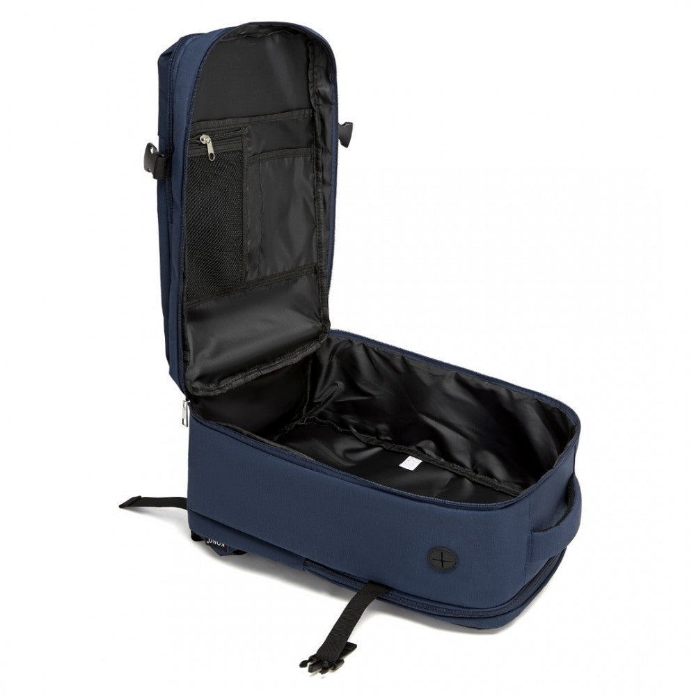 Kono BPK2504 Backpack in Navy with Red Trim - Water-Resistant Cabin Backpack for 15.6” Laptops