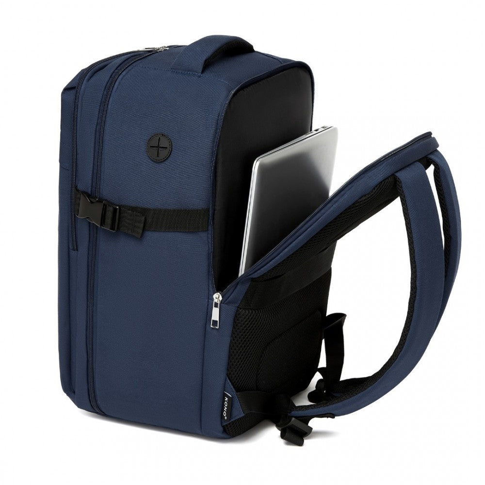 Kono BPK2504 Backpack in Navy with Red Trim - Water-Resistant Cabin Backpack for 15.6” Laptops