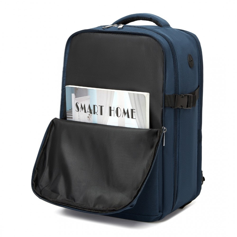 Kono BPK2504 Backpack in Navy with Red Trim - Water-Resistant Cabin Backpack for 15.6” Laptops