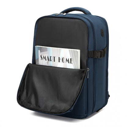 Kono BPK2504 Backpack in Navy with Red Trim - Water-Resistant Cabin Backpack for 15.6” Laptops