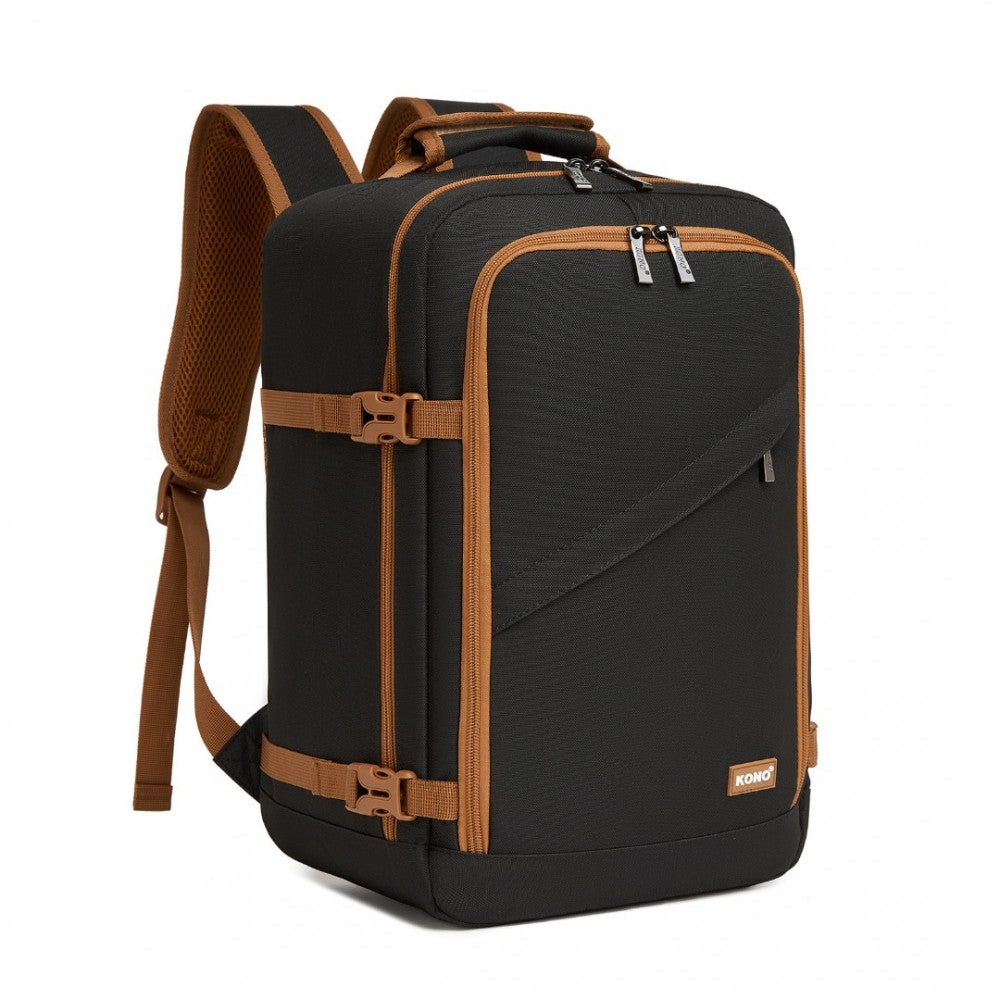 Kono BPK2531S Backpack in Black & Brown – Smart and Practical Laptop Backpack, Designed for Work, Travel & Everyday Use