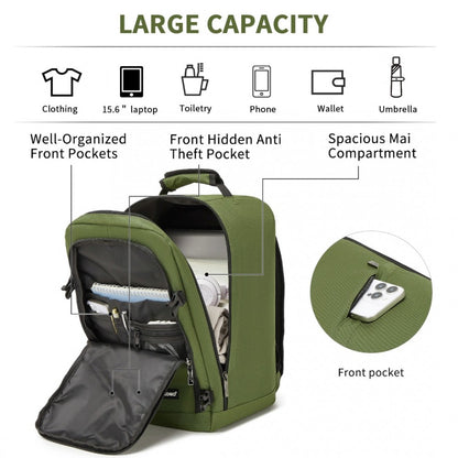 Kono BPK2531S Backpack in Green – Smart and Practical Laptop Backpack, Designed for Work, Travel & Everyday Use