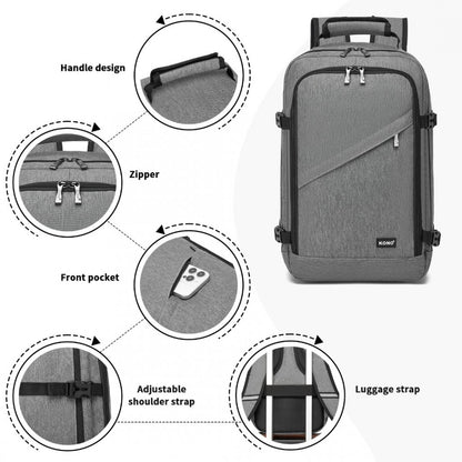 Kono BPK2531S Backpack in Grey – Smart and Practical Laptop Backpack, Designed for Work, Travel & Everyday Use