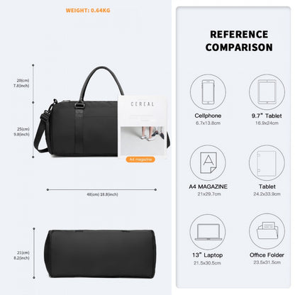 Kono EA2213 Waterproof Duffle Bag in Black – Lightweight Holdall for Gym, Travel & Weekend Use