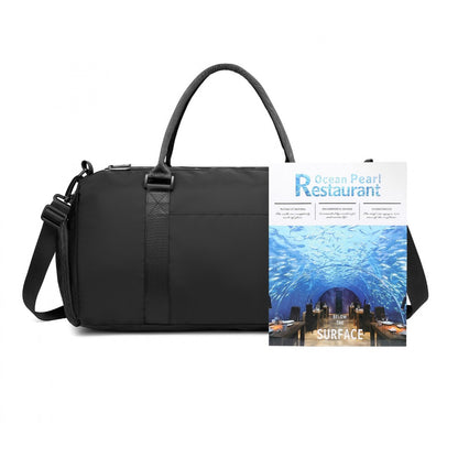 Kono EA2213 Waterproof Duffle Bag in Black – Lightweight Holdall for Gym, Travel & Weekend Use