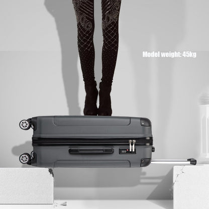 Kono K1777-1L Large Luggage in Grey (76x50x30cm) - ABS Lightweight Compact Hard Shell Suitcase