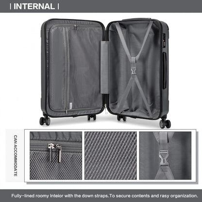 Kono K1777-1L Large Luggage in Grey (76x50x30cm) - ABS Lightweight Compact Hard Shell Suitcase