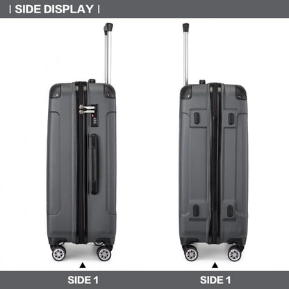 Kono K1777-1L Large Luggage in Grey (76x50x30cm) - ABS Lightweight Compact Hard Shell Suitcase