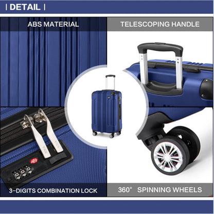 Kono K1777-1L Large Luggage in Navy (76x50x30cm) - ABS Lightweight Compact Hard Shell Suitcase