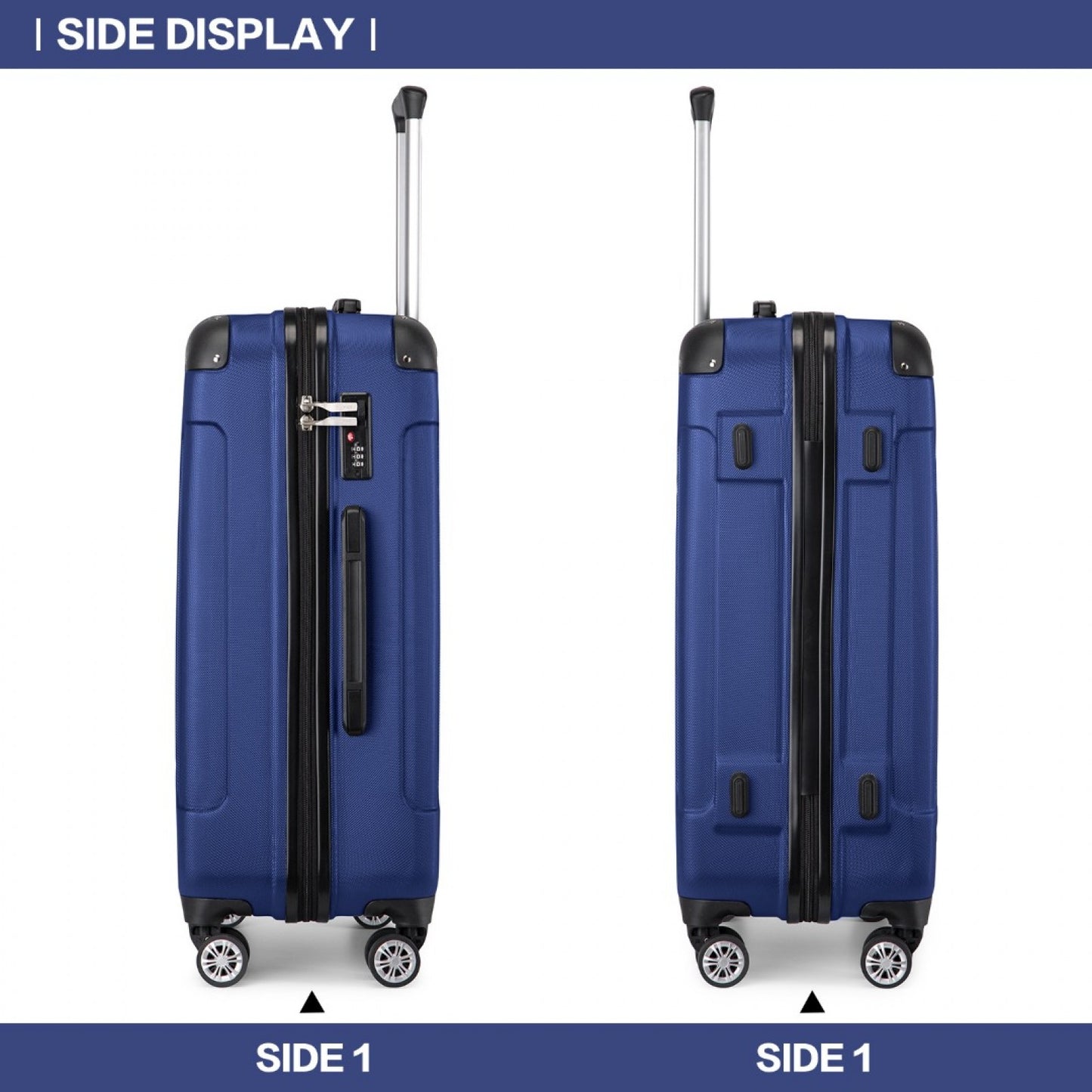 Kono K1777-1L Large Luggage in Navy (76x50x30cm) - ABS Lightweight Compact Hard Shell Suitcase