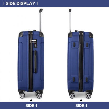 Kono K1777-1L Large Luggage in Navy (76x50x30cm) - ABS Lightweight Compact Hard Shell Suitcase