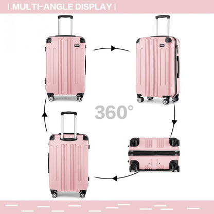 Kono K1777-1L Large Luggage in Pink (76x50x30cm) - ABS Lightweight Compact Hard Shell Suitcase