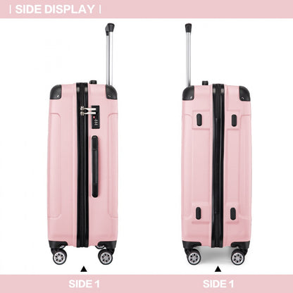 Kono K1777-1L Large Luggage in Pink (76x50x30cm) - ABS Lightweight Compact Hard Shell Suitcase