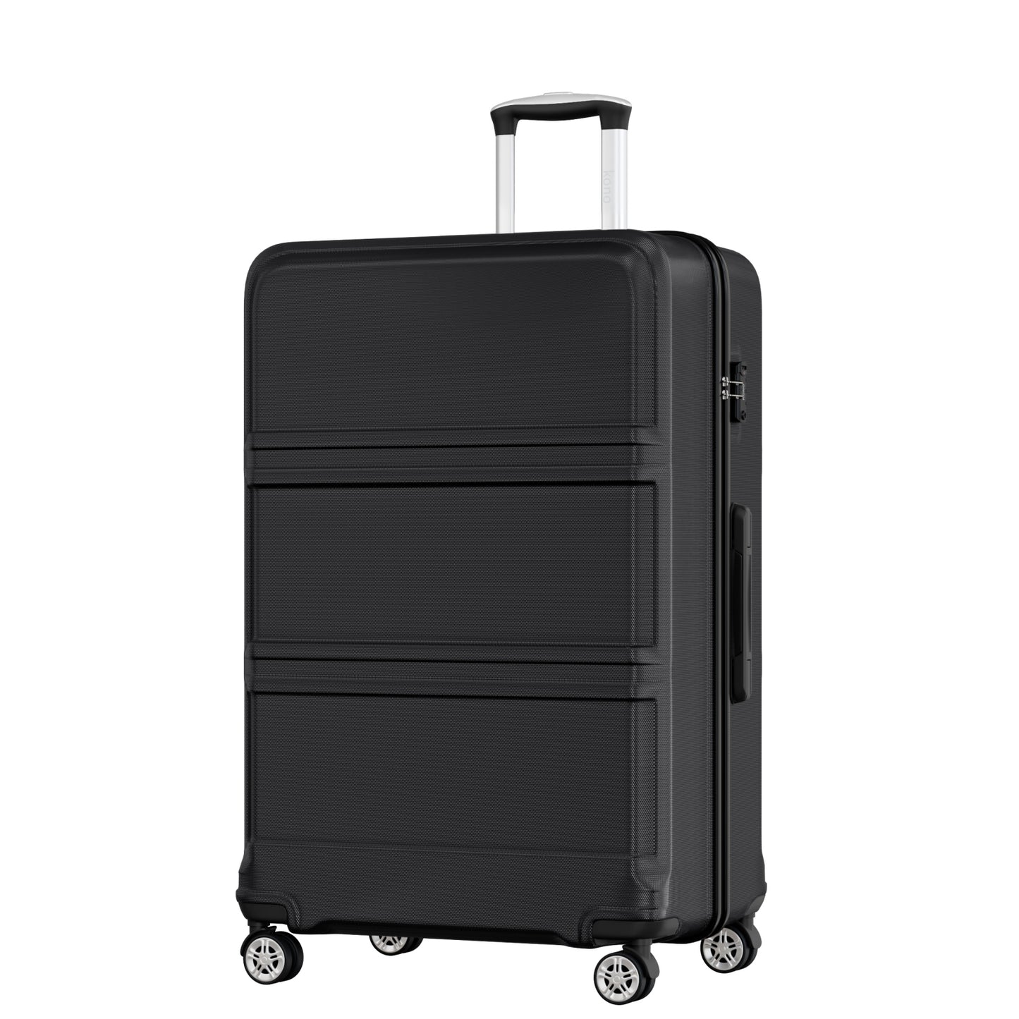 K1871-1L - Kono ABS+PC 32 Inch Extra-Large Suitcase, Sculpted Horizontal Design, Hard-Shell Wheeled Luggage with Telescopic Handle - Black - Luggage eStore