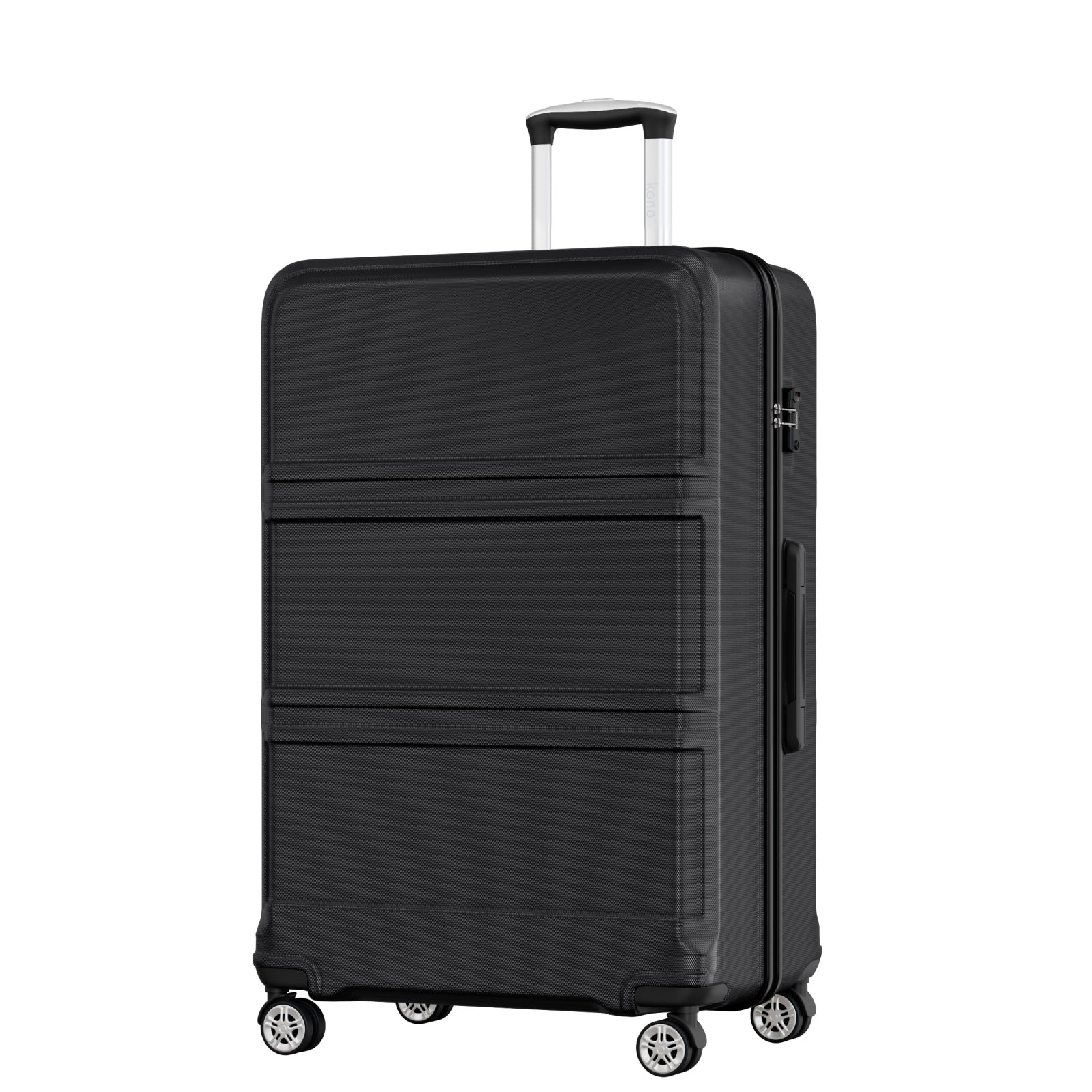 K1871-1L - Kono ABS+PC 32 Inch Extra-Large Suitcase, Sculpted Horizontal Design, Hard-Shell Wheeled Luggage with Telescopic Handle - Black - Luggage eStore