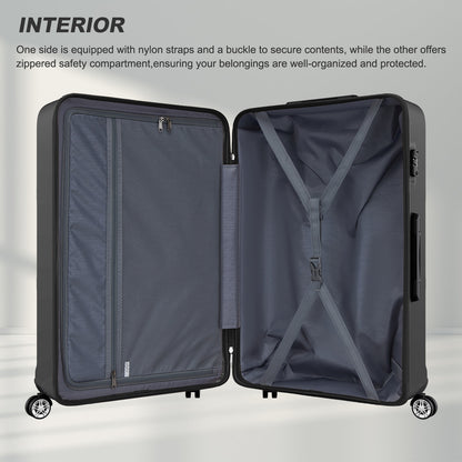 K1871-1L - Kono ABS+PC 32 Inch Extra-Large Suitcase, Sculpted Horizontal Design, Hard-Shell Wheeled Luggage with Telescopic Handle - Black - Luggage eStore