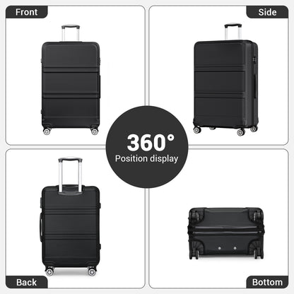 K1871-1L - Kono ABS+PC 32 Inch Extra-Large Suitcase, Sculpted Horizontal Design, Hard-Shell Wheeled Luggage with Telescopic Handle - Black - Luggage eStore