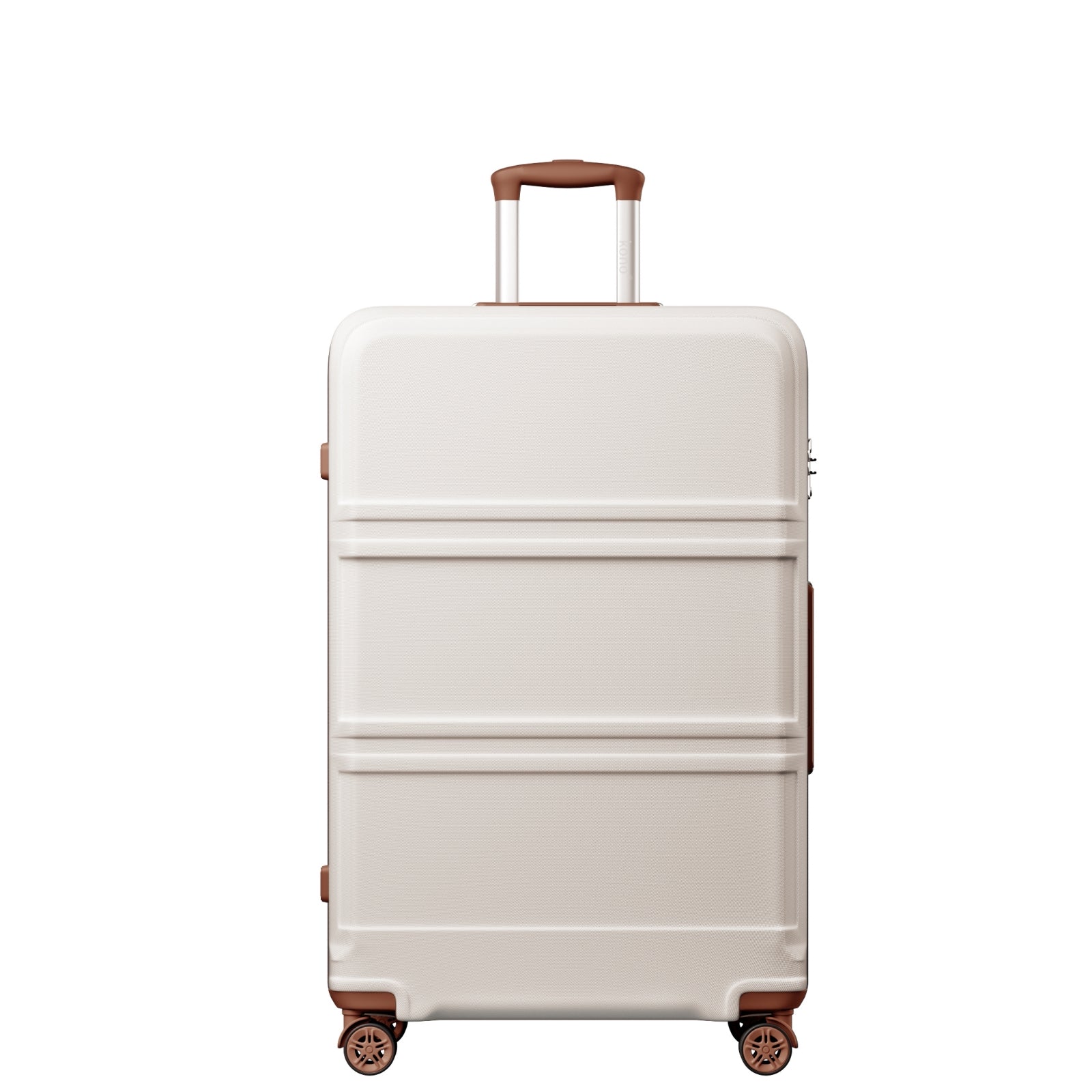 K1871-1L - Kono ABS+PC 32 Inch Extra-Large Suitcase, Sculpted Horizontal Design, Hard-Shell Wheeled Luggage with Telescopic Handle - Cream - Luggage eStore