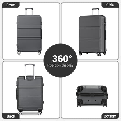 K1871-1L - Kono ABS+PC 32 Inch Extra-Large Suitcase, Sculpted Horizontal Design, Hard-Shell Wheeled Luggage with Telescopic Handle - Grey - Luggage eStore