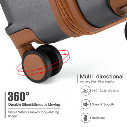 British Traveller K2391L 3-Piece Luggage Set in Grey and Tan - Durable Polycarbonate and ABS Hard Shell Suitcase With TSA Lock