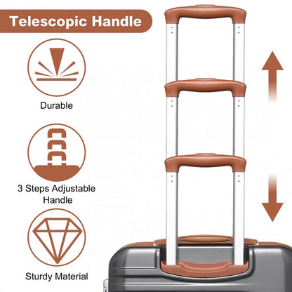 British Traveller K2391L 3-Piece Luggage Set in Grey and Tan - Durable Polycarbonate and ABS Hard Shell Suitcase With TSA Lock