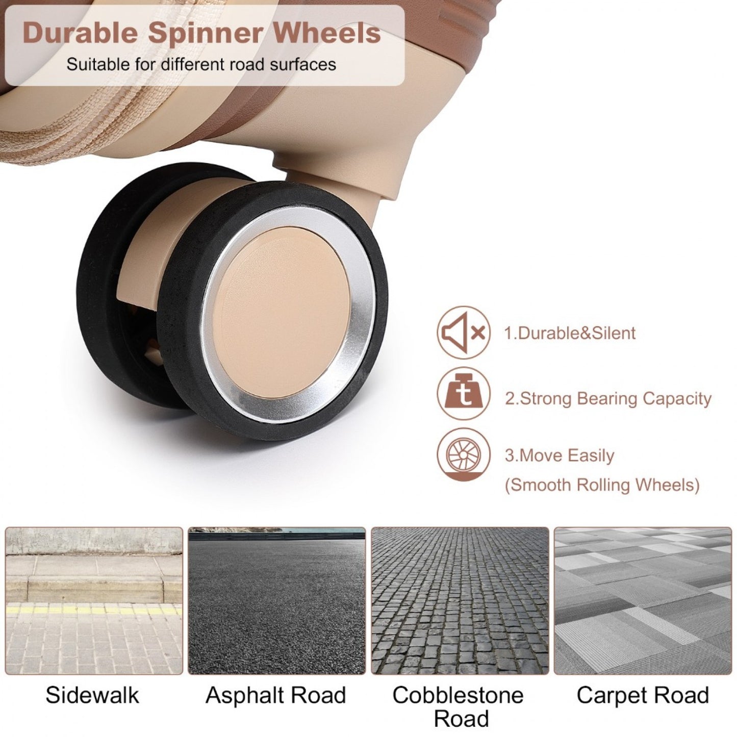 British Traveller K2392L Large Luggage in Brown and Apricot  (76x50x31 cm) -  Multi-Texture PP Hard Shell Suitcase with TSA Lock