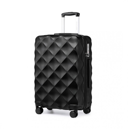 K2395L - British Traveller 24 Inch Ultralight ABS And Polycarbonate Bumpy Diamond Suitcase With TSA Lock - Black - Luggage eStore