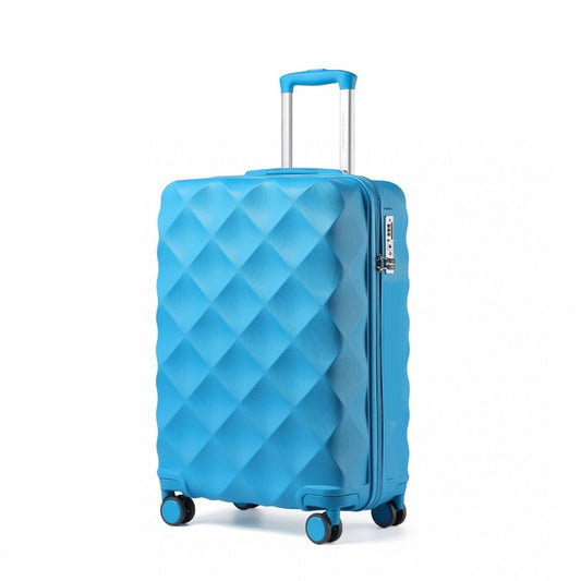 British Traveller K2395L Cabin Luggage in Sky Blue (53x35x21 cm) - Ultralight Diamond Design Carry-On  Suitcase With TSA Lock