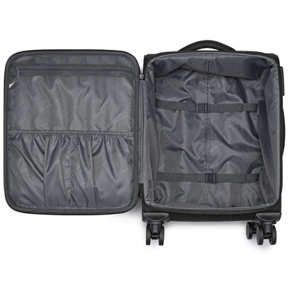 British Traveller KSB2582 Cabin Luggage in Black (57.5x37.5x25.5cm) - Softshell Cabin Suitcase with Front Laptop Compartment, TSA Lock & Silent Spinner Wheels