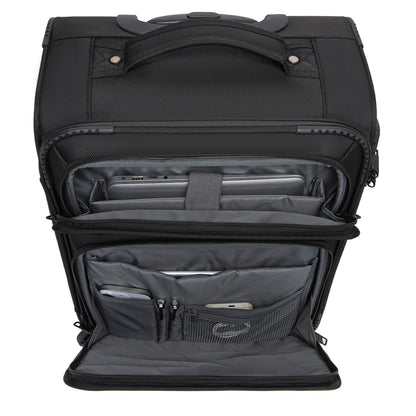 British Traveller KSB2582 Cabin Luggage in Black (57.5x37.5x25.5cm) - Softshell Cabin Suitcase with Front Laptop Compartment, TSA Lock & Silent Spinner Wheels