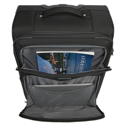 British Traveller KSB2582 Mid-Size Luggage in Black (68.5x44x28.5cm) - Expandable Softshell Suitcase with TSA Lock, Silent Spinner Wheels & Laptop Compartment