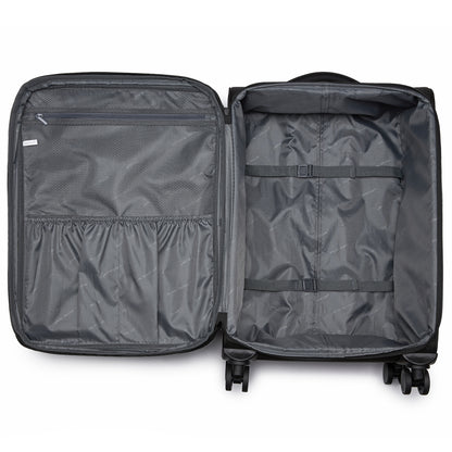 British Traveller KSB2582 Mid-Size Luggage in Black (68.5x44x28.5cm) - Expandable Softshell Suitcase with TSA Lock, Silent Spinner Wheels & Laptop Compartment