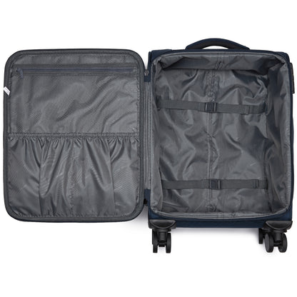 British Traveller KSB2582 Cabin Luggage in Navy (57.5x37.5x25.5cm) - Softshell Cabin Suitcase with Front Laptop Compartment, TSA Lock & Silent Spinner Wheels