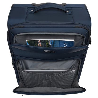 British Traveller KSB2582 Mid-Size Luggage in Navy (68.5x44x28.5cm) - Expandable Softshell Suitcase with TSA Lock, Silent Spinner Wheels & Laptop Compartment