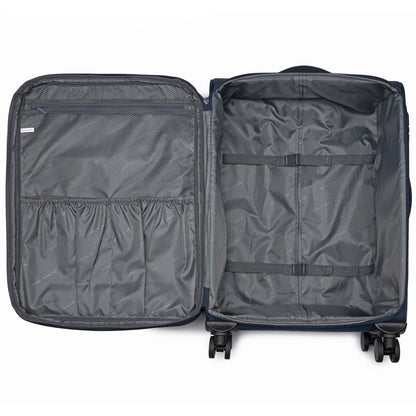 British Traveller KSB2582 Mid-Size Luggage in Navy (68.5x44x28.5cm) - Expandable Softshell Suitcase with TSA Lock, Silent Spinner Wheels & Laptop Compartment