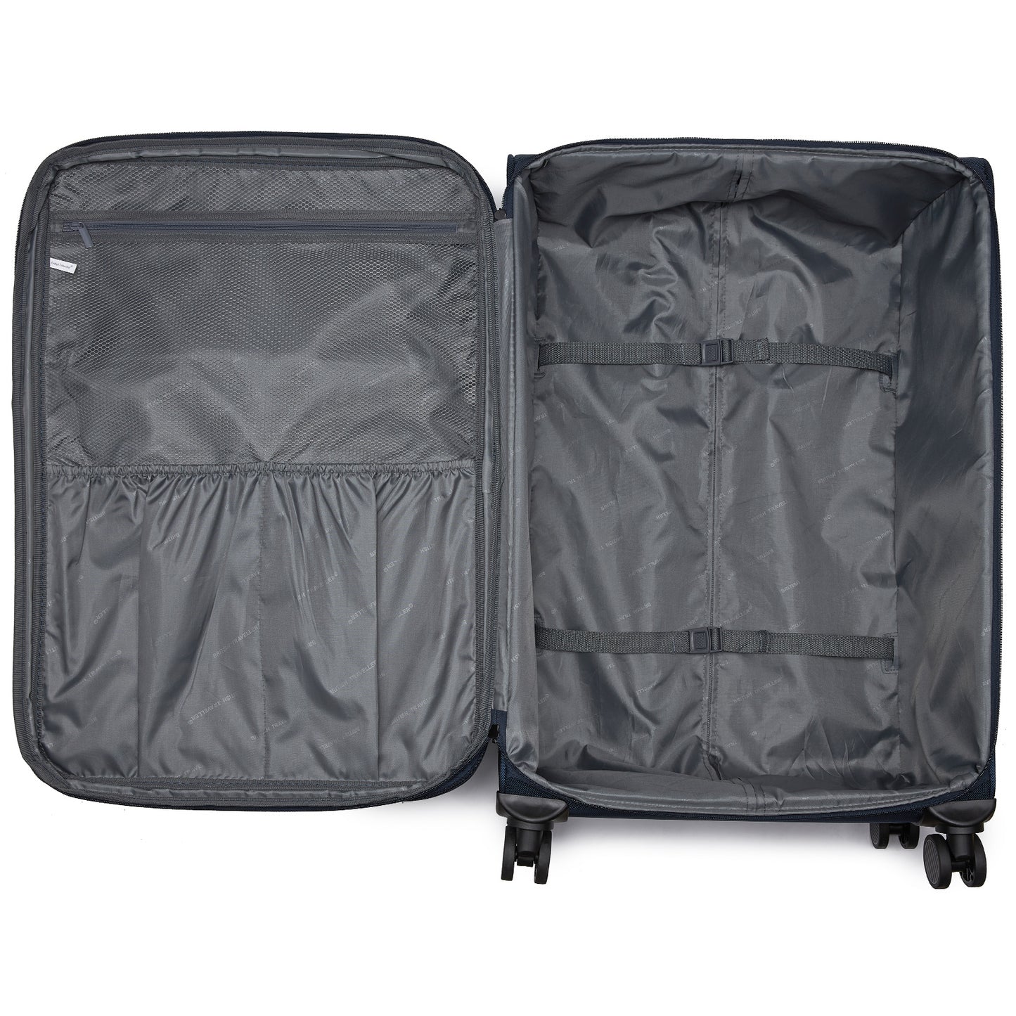 British Traveller KSB2582 Large Luggage in Navy (79.5x49x32.5cm) - Expandable Softshell Suitcase with TSA Lock, Silent Spinner Wheels & Laptop Compartment