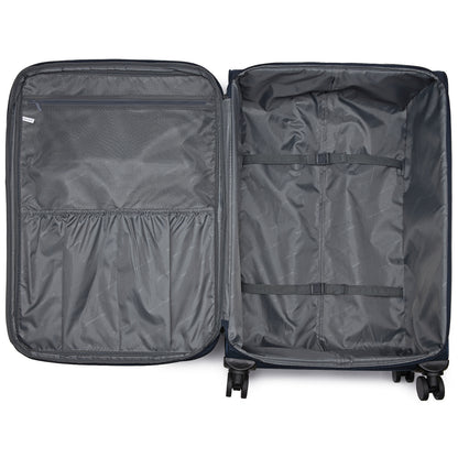 British Traveller KSB2582 Large Luggage in Navy (79.5x49x32.5cm) - Expandable Softshell Suitcase with TSA Lock, Silent Spinner Wheels & Laptop Compartment