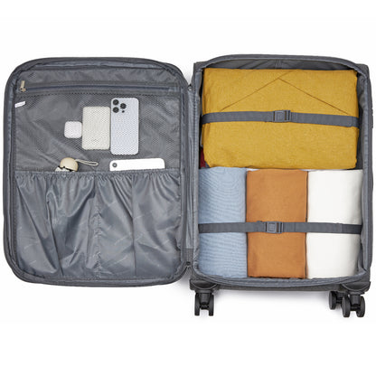 British Traveller KSB2597 Mid-Size Luggage in Grey (68.5x44x28.5cm) - Lightweight & Tough Soft-Shell Suitcase with TSA Lock and Expandable Capacity