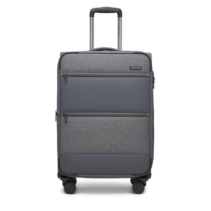 British Traveller KSB2597 Mid-Size Luggage in Grey (68.5x44x28.5cm) - Lightweight & Tough Soft-Shell Suitcase with TSA Lock and Expandable Capacity