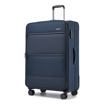British Traveller KSB2597 Large Luggage in Navy (79.5x49x32.5 cm) - Lightweight & Tough Soft-Shell Suitcase with TSA Lock and Expandable Capacity