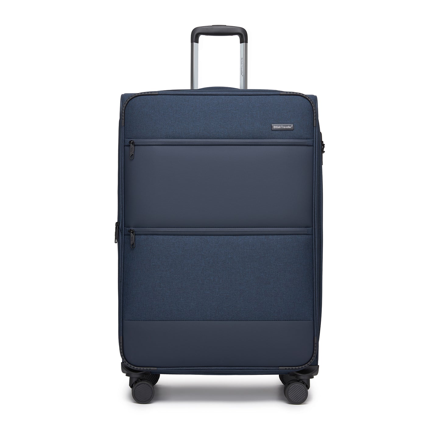 British Traveller KSB2597 Large Luggage in Navy (79.5x49x32.5 cm) - Lightweight & Tough Soft-Shell Suitcase with TSA Lock and Expandable Capacity