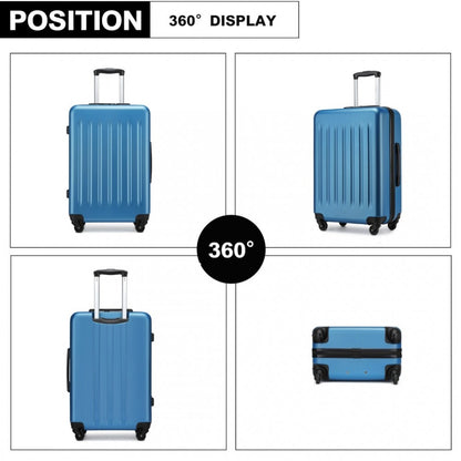 Kono KSK2477 3-Piece Luggage Set in Blue - Expandable ABS Vertical Textured Hard Shell Suitcase with Secure 3-Digit Lock