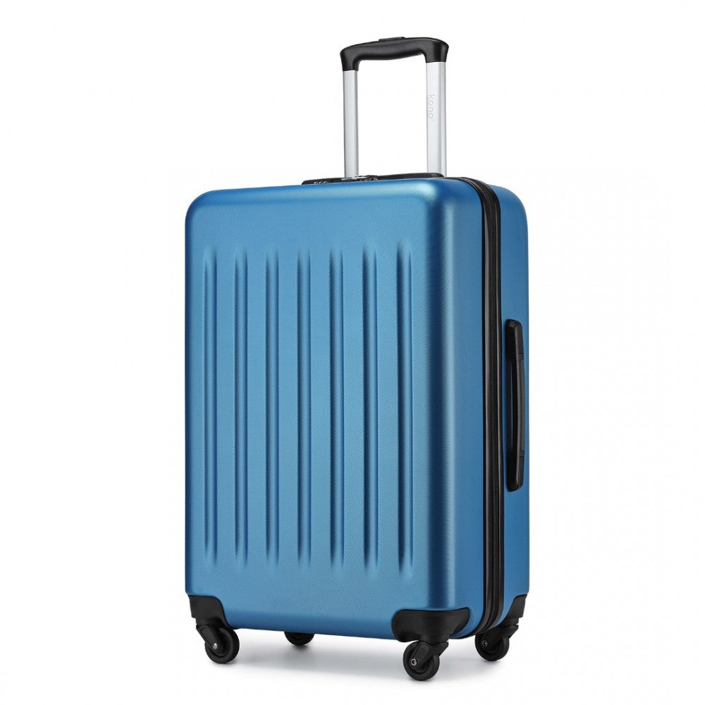 Kono KSK2477 3-Piece Luggage Set in Blue - Expandable ABS Vertical Textured Hard Shell Suitcase with Secure 3-Digit Lock