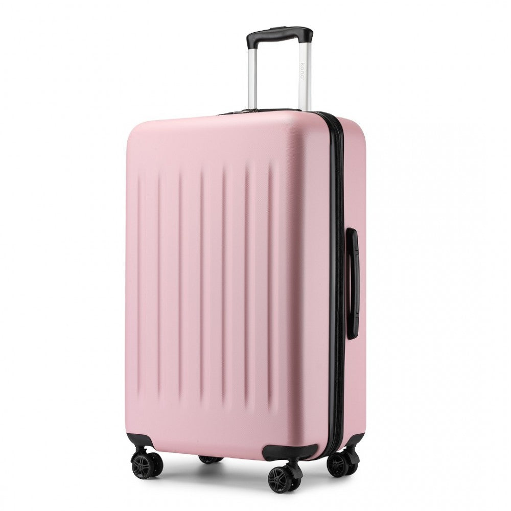 Kono KSK2477 Large Luggage in Pink (74.5x47.5x29.5cm) - Expandable ABS Vertical Textured Hard Shell Suitcase with Secure 3-Digit Lock