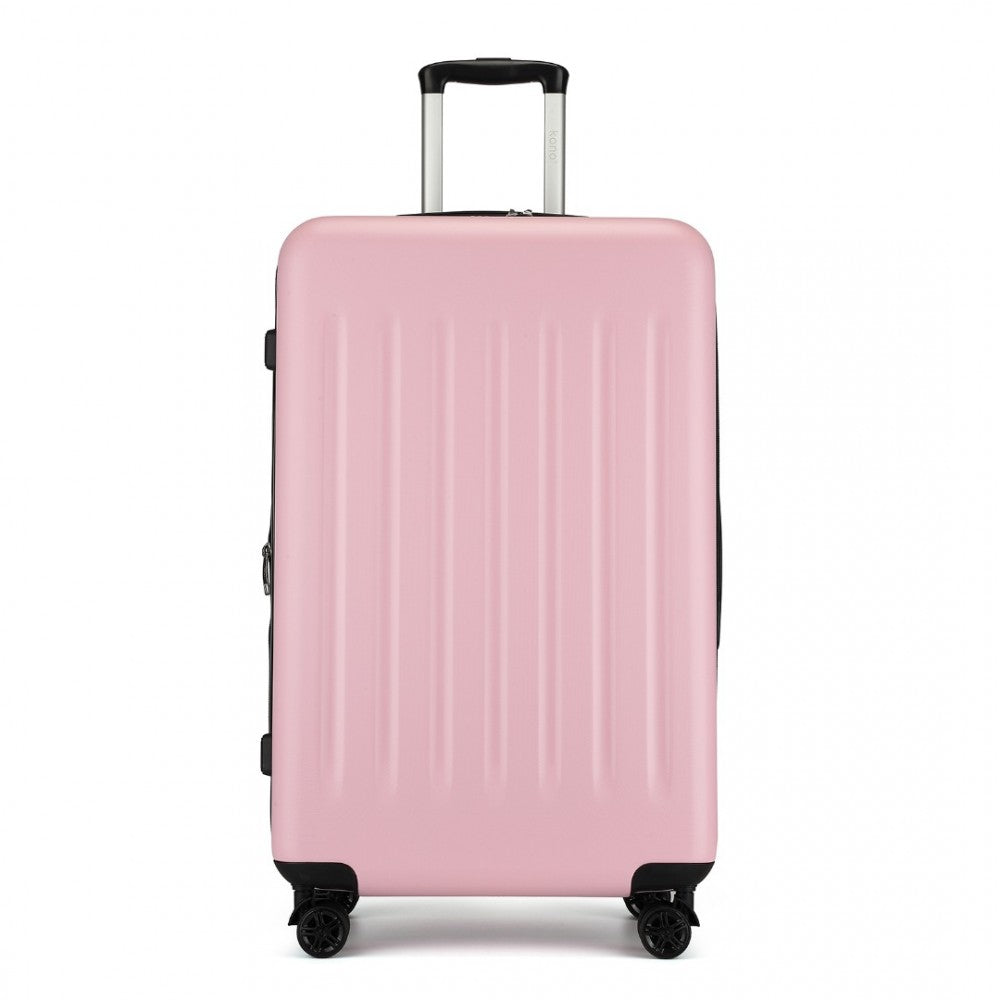 Kono KSK2477 Large Luggage in Pink (74.5x47.5x29.5cm) - Expandable ABS Vertical Textured Hard Shell Suitcase with Secure 3-Digit Lock
