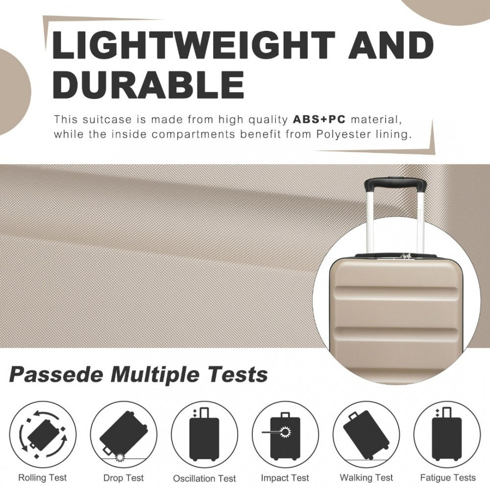 Kono KSK2482 3-Piece Luggage Set in Gold - Hard Shell ABS+PC Suitcases with TSA Lock